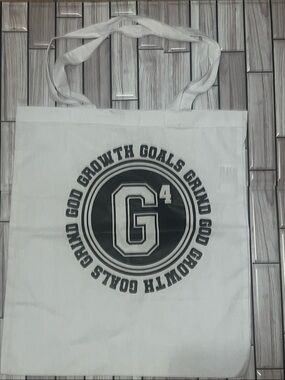 White Canvas Tote Bag with Black Logo - Women's Tote